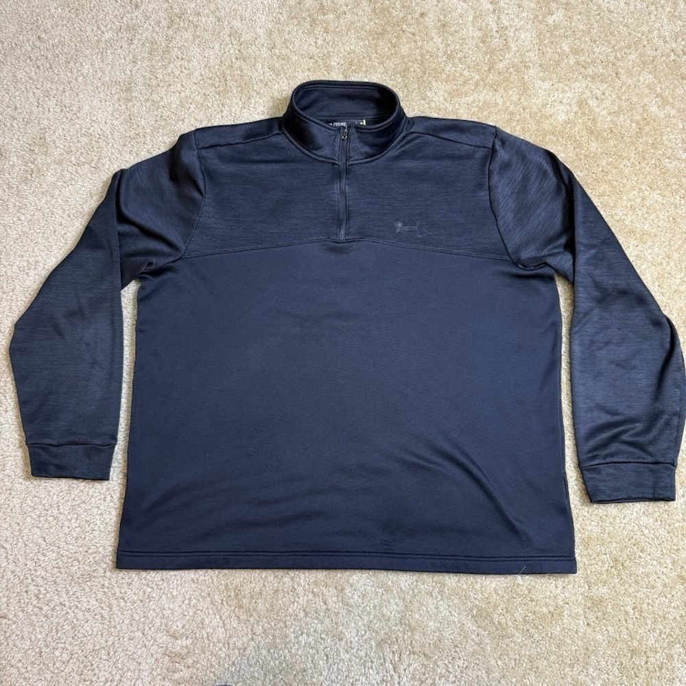 Under Armour Pullover Mens XL Black Loose 1/4 Zip Mock Neck Performance Fleece - Picture 1 of 6